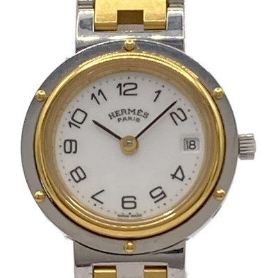 Auth HERMES Clipper - 5305381 Silver Gold Women's Wrist Watch | eBay US