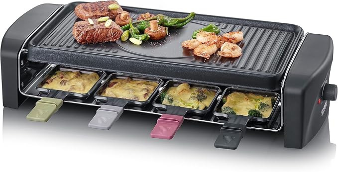 SEVERIN Raclette-Grill, Raclette mit großer antihaftbeschichteter Grillplatte und 8 Raclette Pf... | Amazon (DE)