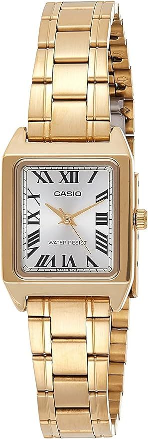 Casio LTP-V007G-9B Women's Rectangular Gold Tone Stainless Steel Roman Gold Dial Dress Watch | Amazon (US)