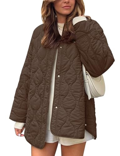Flygo Women's Oversized Quilted Lightweight Jacket Button Down Puffer Padded Outerwear with Pocke... | Amazon (US)