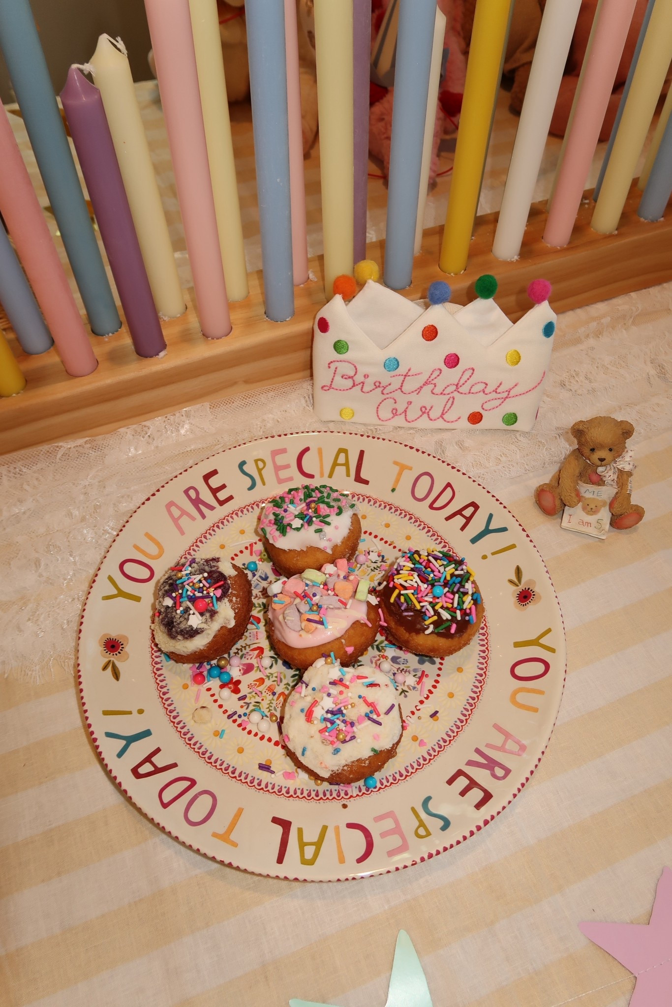 Birthday Plate and Birthday crown!! Love that these can be reused!!  The plate can be for any special
Moment and the crown can be shared for the girls! Comes in a boy version as well🩷🩵 

#birthdaygirl #5thbirthday #birthdayplate #birthdaycrown #whimsicalbirthday #birthdaydecor