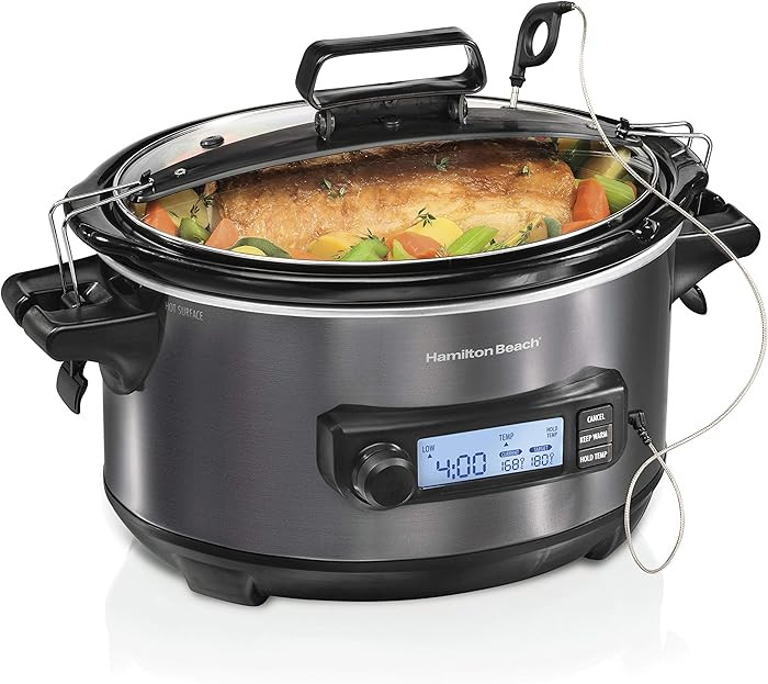 Hamilton Beach Portable 6 Quart Set & Forget Digital Programmable Slow Cooker with Lid Lock, Temp... | Amazon (US)