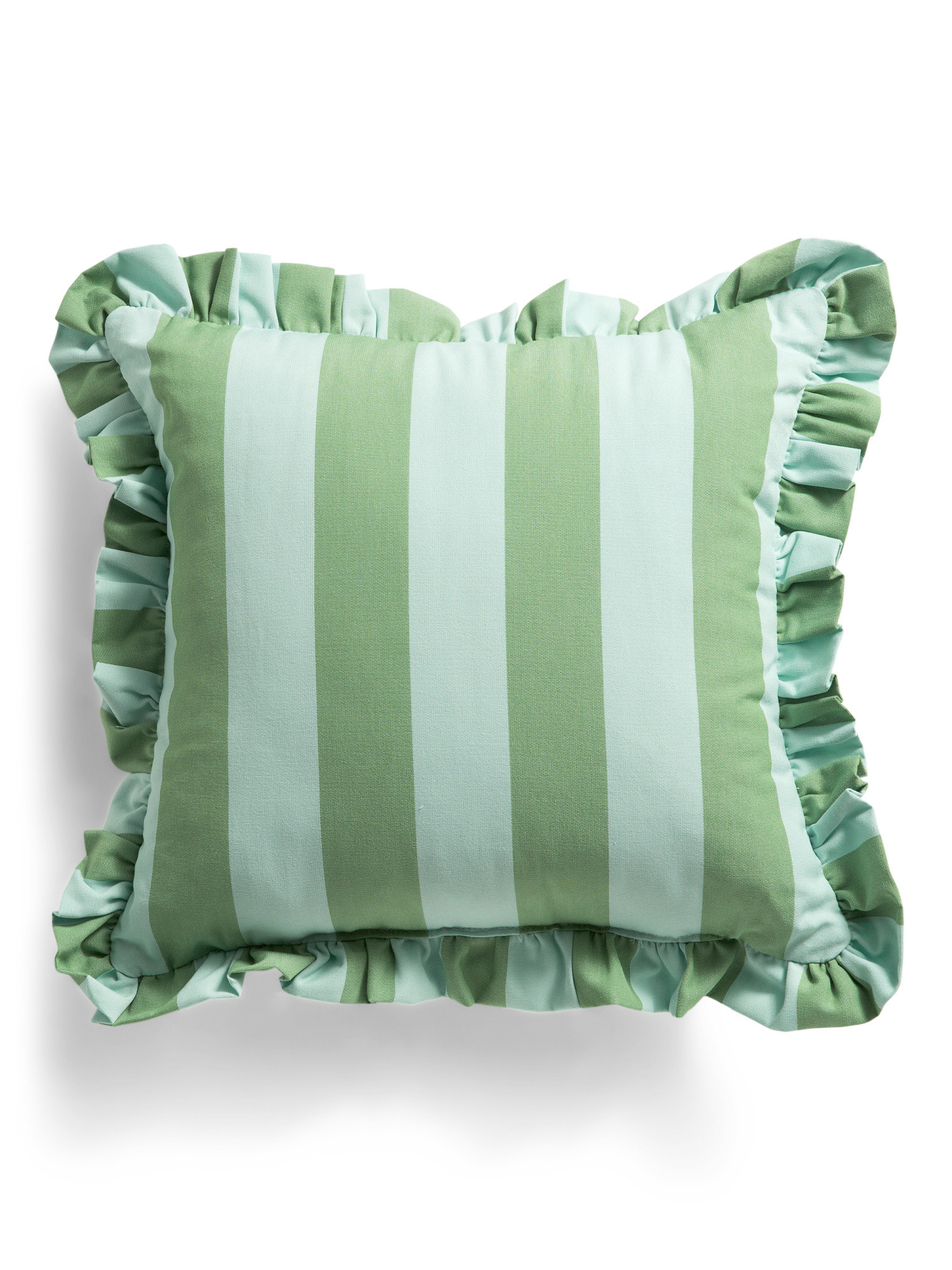 Made In Usa 18x18 Cabana Stripe Ruffle Indoor Outdoor Pillow | TJ Maxx