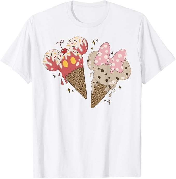 Disney Mickey And Friends Mickey & Minnie Ice Cream Cones Short Sleeve T-Shirt | Amazon (US)