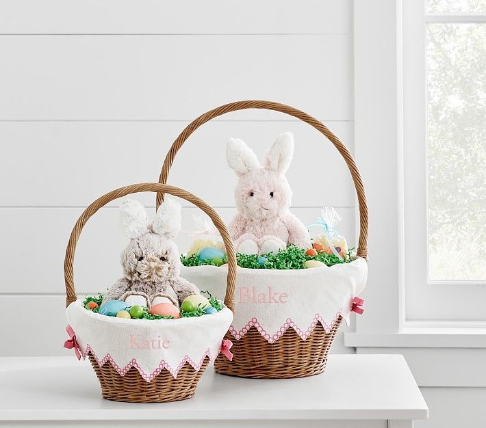 Embroidered Trim Easter Basket Liner | Pottery Barn Kids