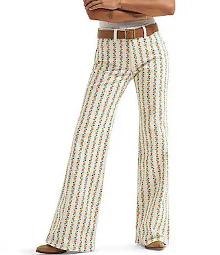 Wrangler 70s Flare Stripe Floral Print High Rise Flare Leg Jeans -  27 | Dillard's