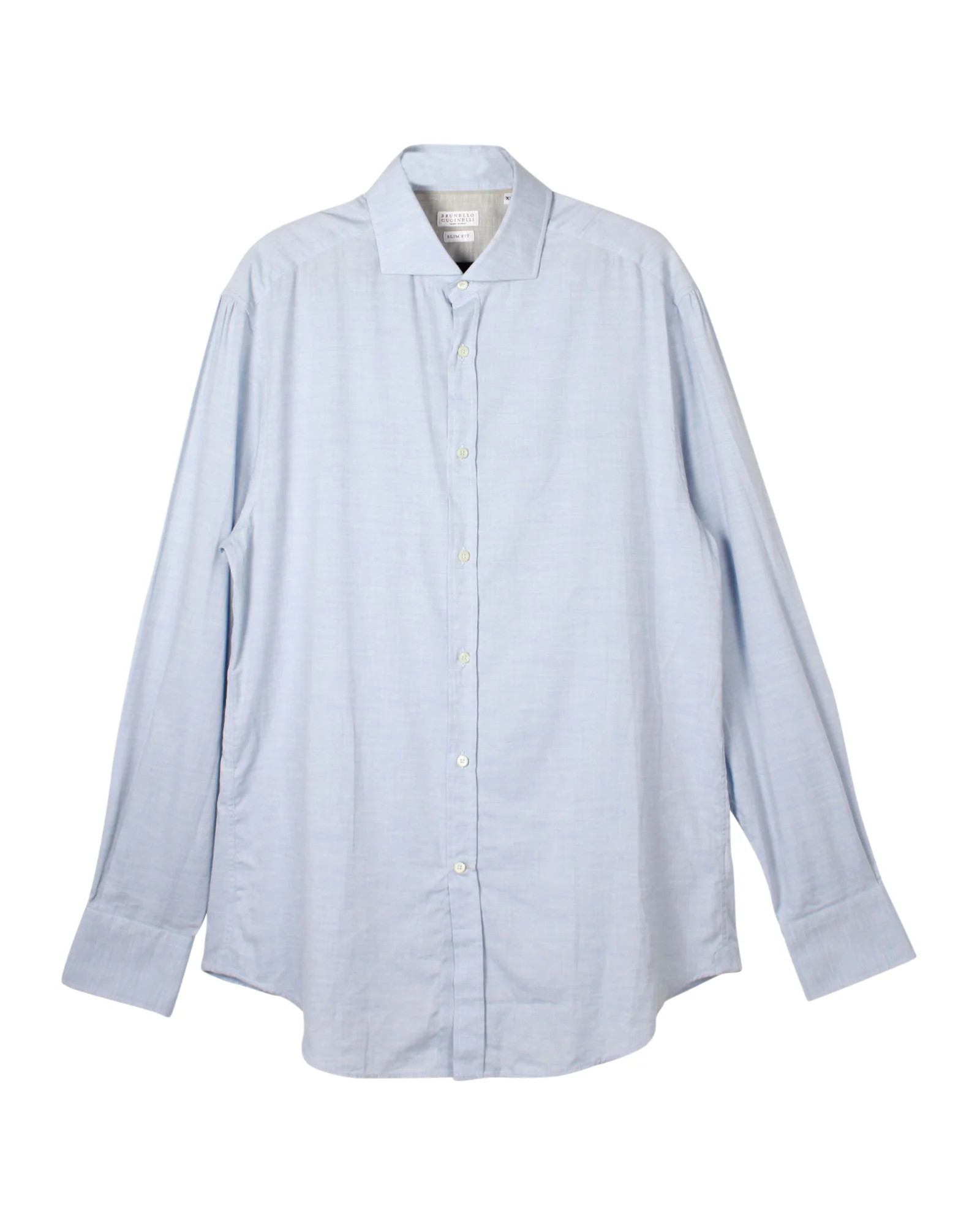 Brunello Cucinelli Slim Fit Button Down Shirt in Blue Cotton | Shop Simon