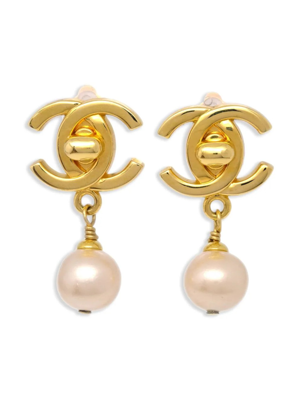 CHANEL Pre-Owned 1997 CC turn-lock faux-pearl Earrings - Farfetch | Farfetch Global