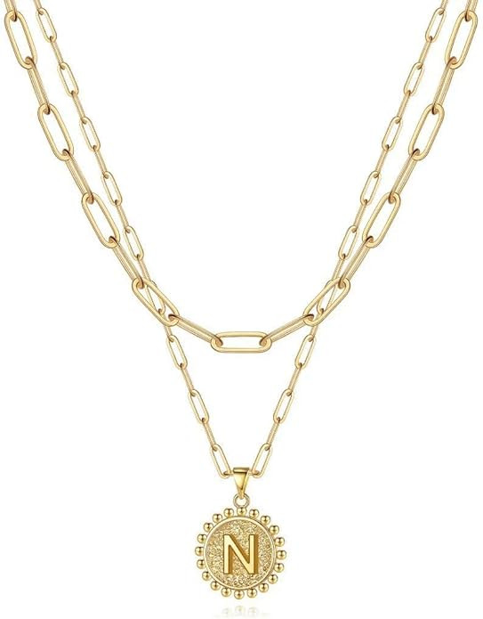 Layered Choker Necklaces for Women, 14K Gold Plated Dainty Layering Paperclip Chain Necklace Simp... | Amazon (US)