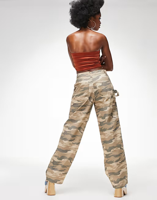 ASOS DESIGN slouchy cargo pants in brown camo | ASOS (Global)