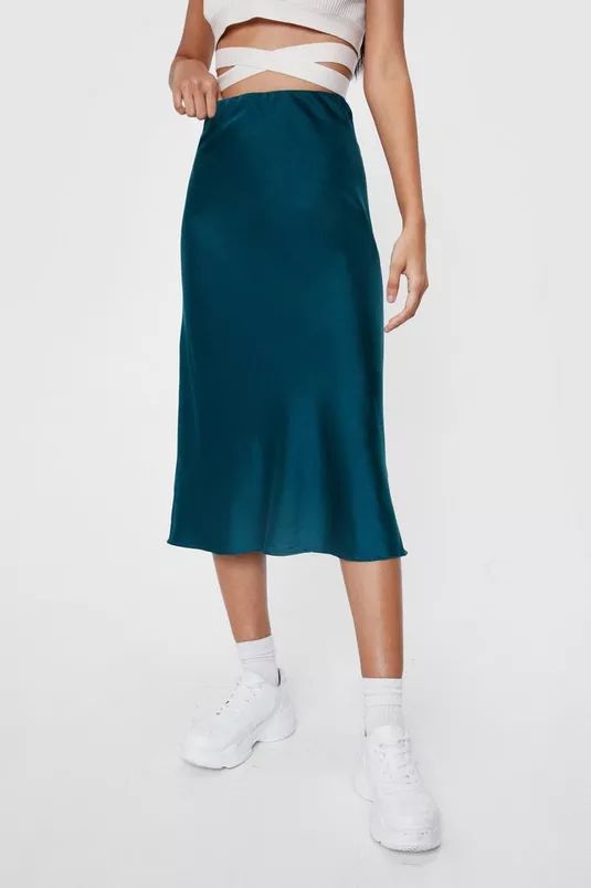 Just My Type Satin Midi Skirt | Nasty Gal (US)