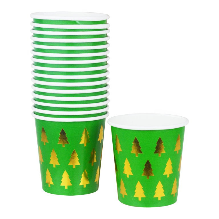 Christmas Green and Gold Tree Mini Paper Cups, 16 Count, by Holiday Time - Walmart.com | Walmart (US)