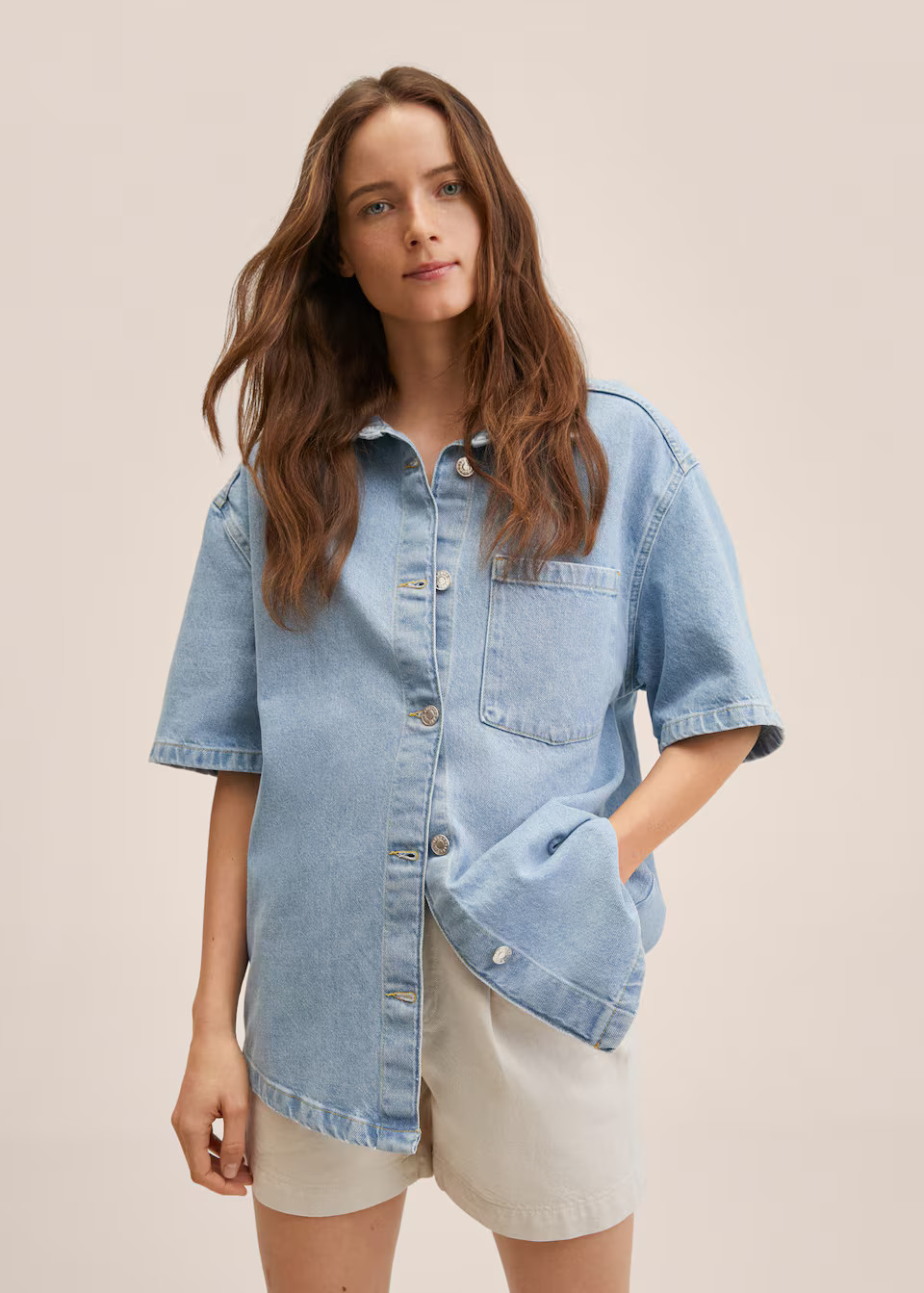 Pocket denim shirt | MANGO (US)