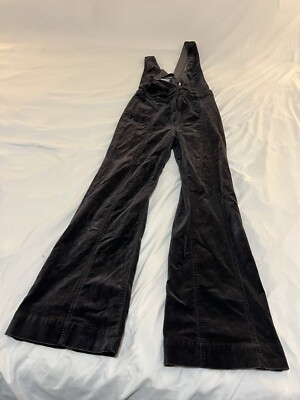 Anthropology Pilcro & the Letterpress Overalls Size 8  Grey Velvet Flare Leg 362  | eBay | eBay US