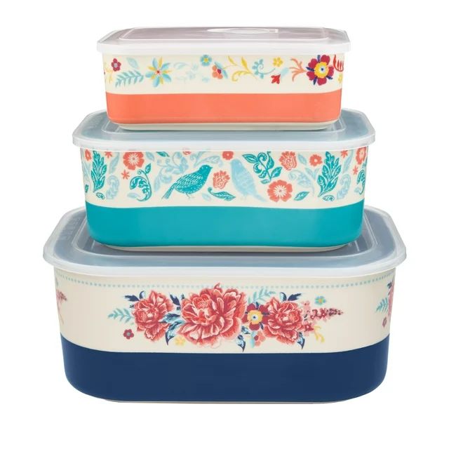 The Pioneer Woman Keepsake Floral 6-Piece Rectangular Ceramic Nesting Bowls | Walmart (US)