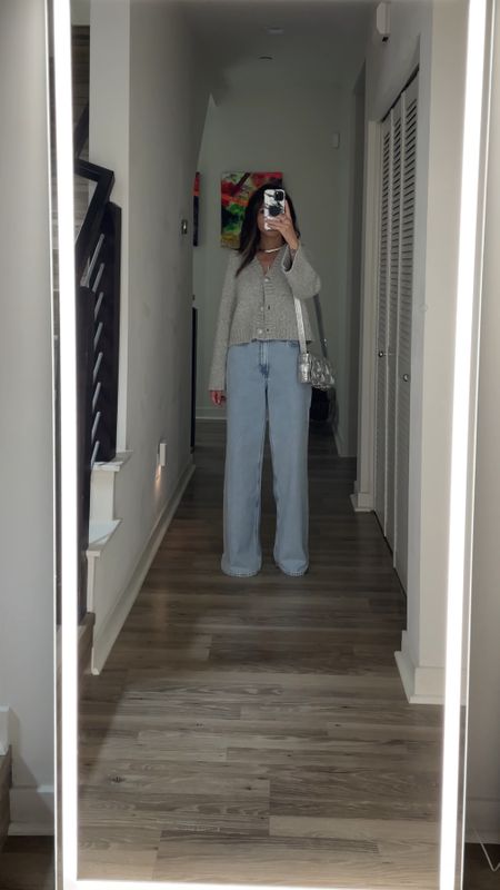 Casual spring/summer outfit inspo 🩶 What I wore running errands. I’ve been loving cardigans as tops and only buttoning one or two buttons on it. Effortless chic vibe for cooler days when it’s not too warm yet. Love these wide legged jeans and wash for spring/summer. Plus my new sterling silver choker that will be on high rotation for summer. New limited edition drop and under $150–will be a forever classic! Would make a lovely gift for her. 

Spring outfit, summer outfit, casual outfit, running errands outfit, cardigan, jeans, wide legged jeans, silver necklace, silver jewelry, belt, Abercrombie, under $100, gift ideas for her, gift guide, The Stylizt 

#LTKSeasonal #LTKFindsUnder100 #LTKStyleTip