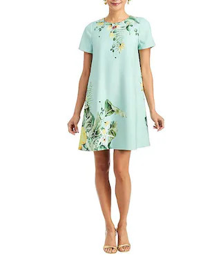 Mestiza New York Cecily Citron Tableau Floral Print Round Neck Short Sleeve Convertible Mini Dres... | Dillard's