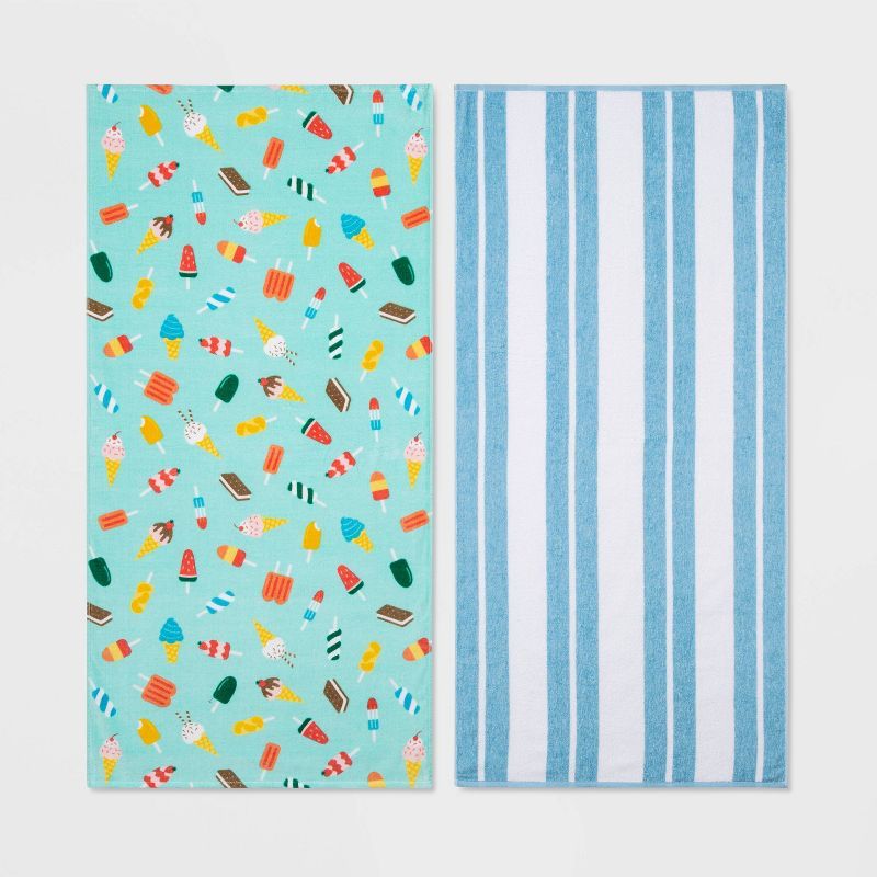 2pc Striped Travel Size Beach Towel Bundle - Sun Squad™ | Target