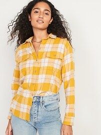 Oversized Plaid Flannel Boyfriend Shirt for Women | Old Navy (US)