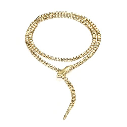 FANZE Gold Snake Necklace for Women,Medusa Serpent Long Necklace Adjustable Punk Jewelry Gift for Halloween Costume | Amazon (US)