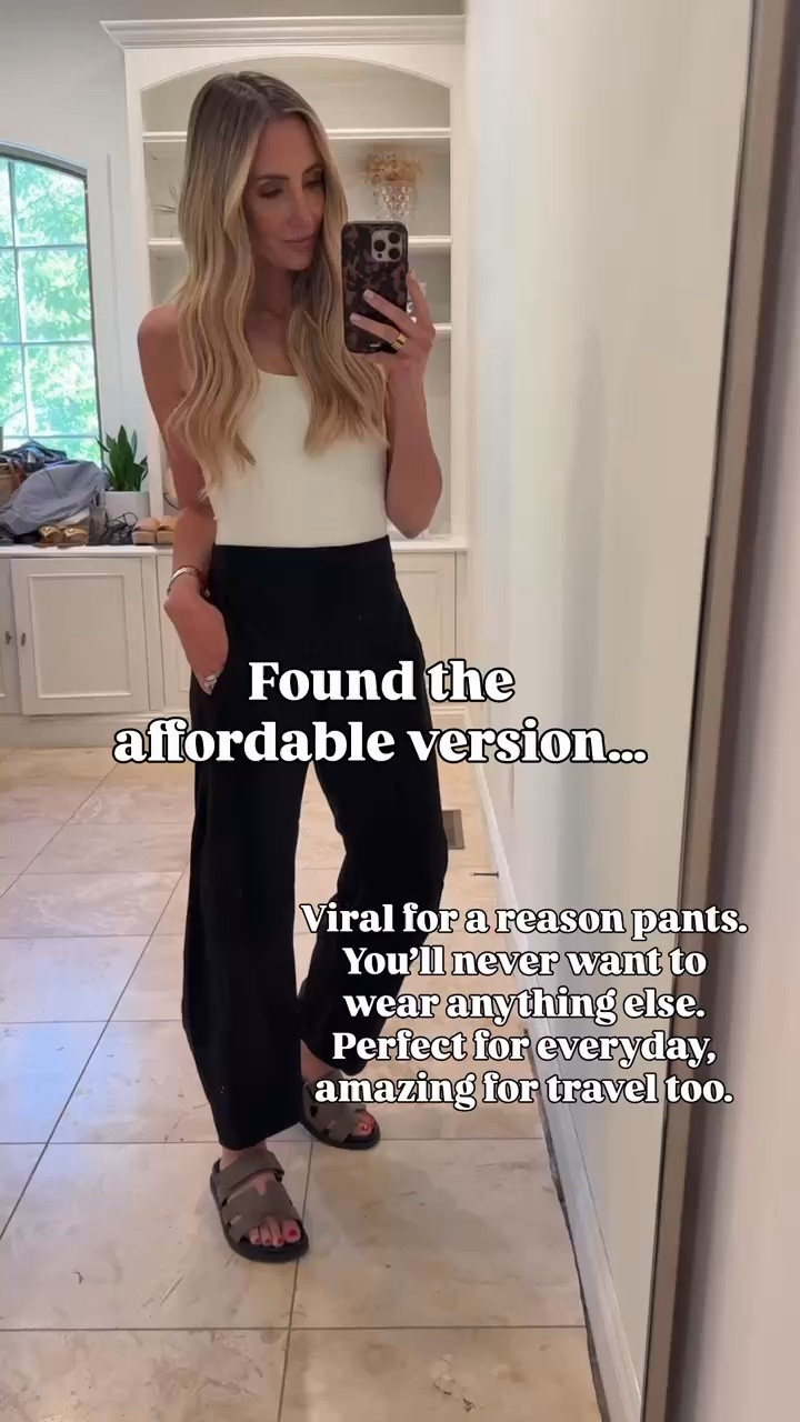 I have the viral expensive version also and these are just as good for a fraction of the price!!

Em sizes:
Height: 5’6”
Weight: 115lbs
Top: small
Pants: 2, small, 25