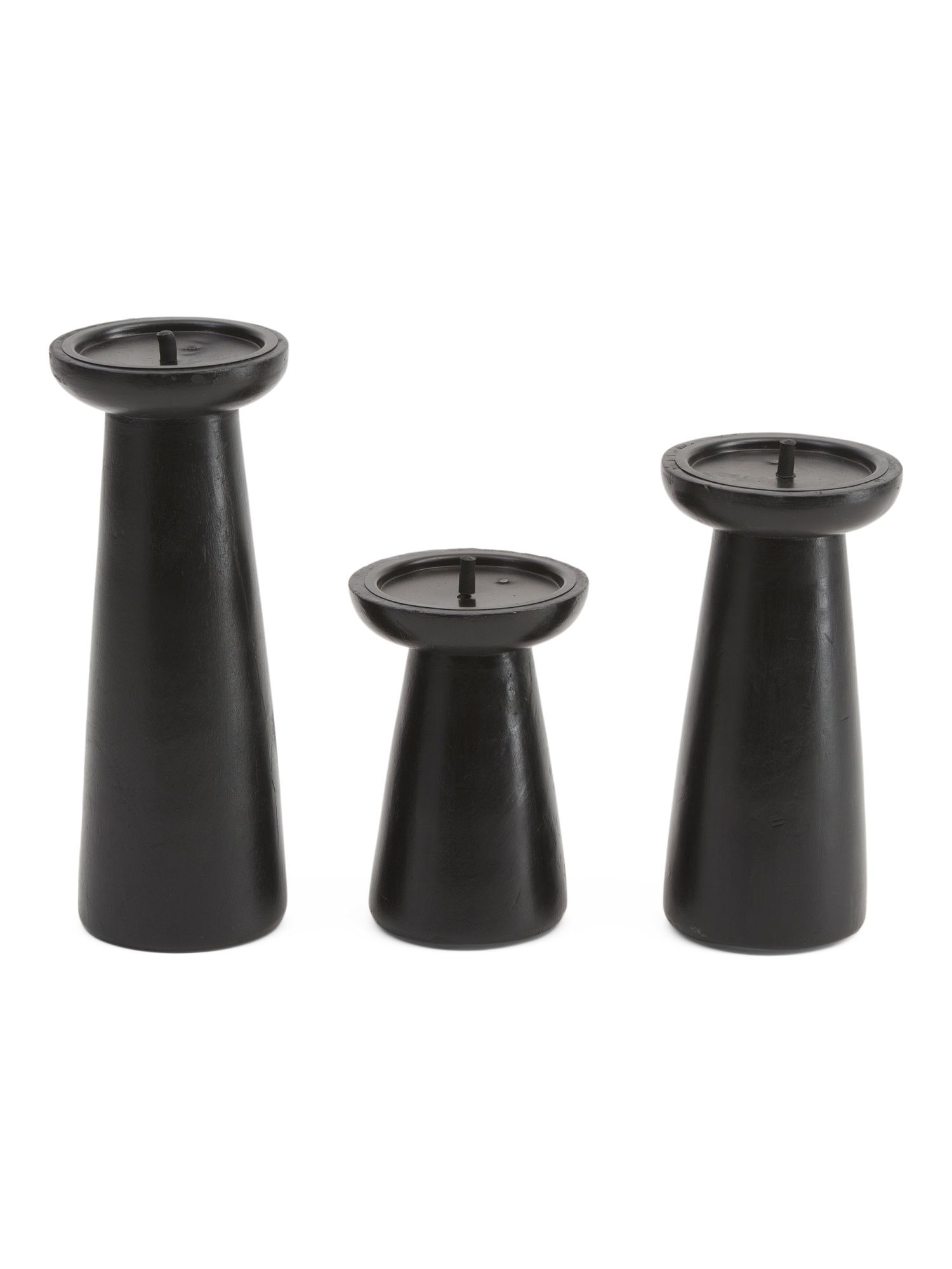 Set Of 3 Wooden Candle Holders | TJ Maxx