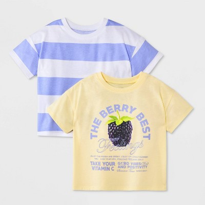 Grayson Mini Toddler Girls' 2pk Short Sleeve The Berry Best Oversized T-Shirt - Yellow 2T | Target