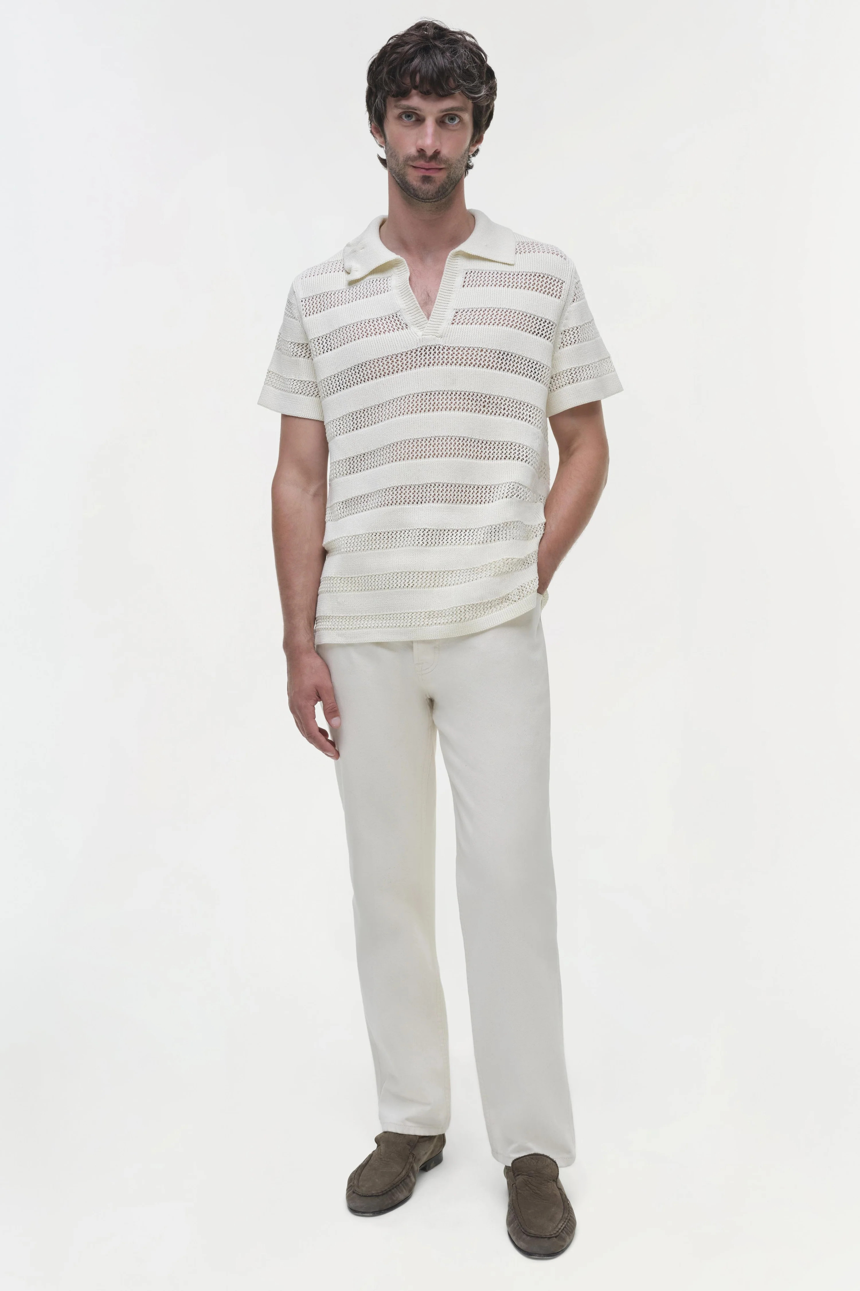 Calvin Striped Mesh Polo | Simkhai