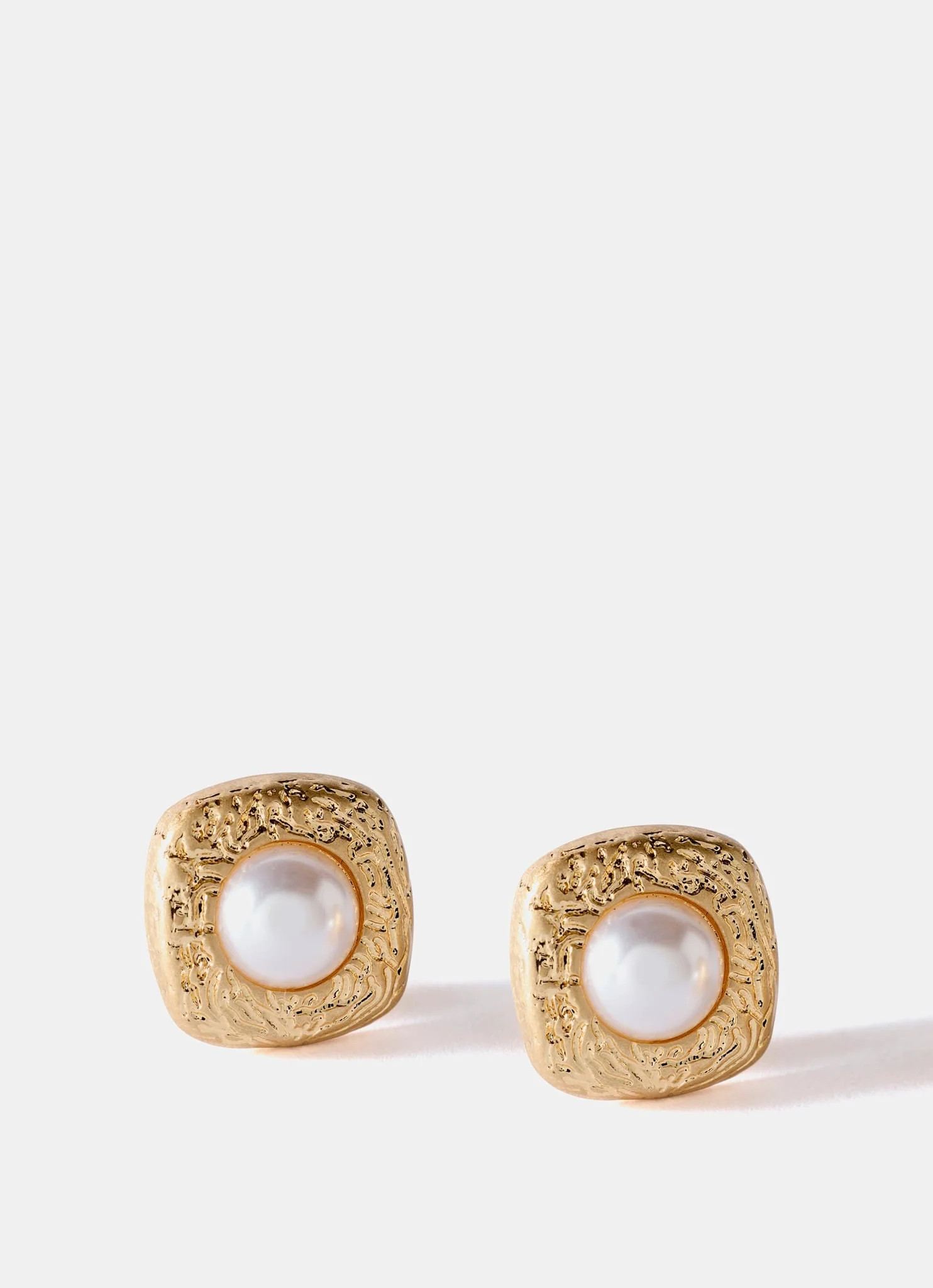 Gold Tone Pearl Stud Earrings | Mint Velvet