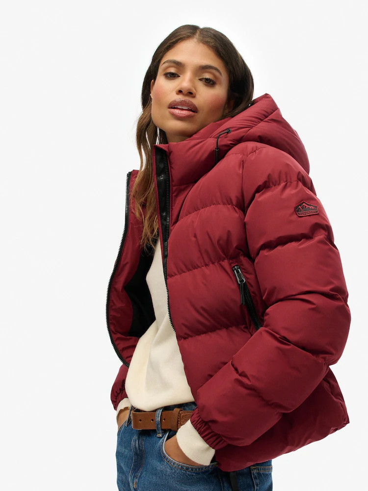 Superdry Red Hooded Sports Puffer Jacket | Next AU