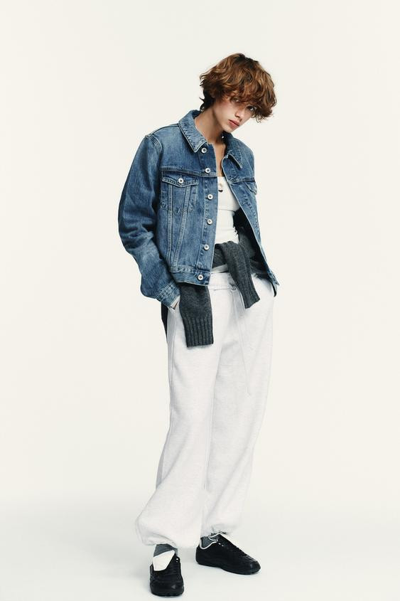 BASIC STRAIGHT FLEECE TROUSERS WITH ADJUSTABLE HEM22.99 GBP Grey marl Pink Yellow Navy blueGrey m... | Zara UK