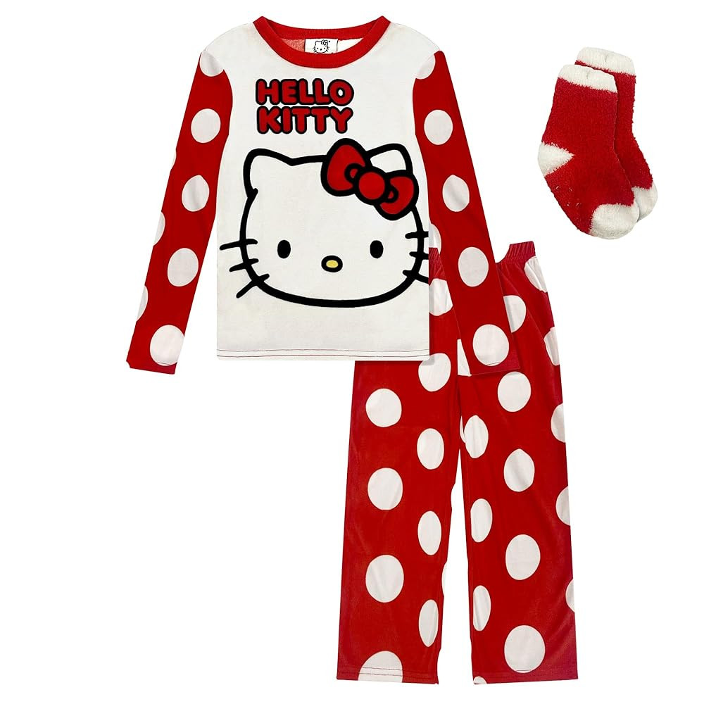 Pajama Set For Kids With Fuzzy Socks - Sonic, Hello Kitty, Super Mario, Hot Wheels, Grinch - Boys... | Amazon (US)