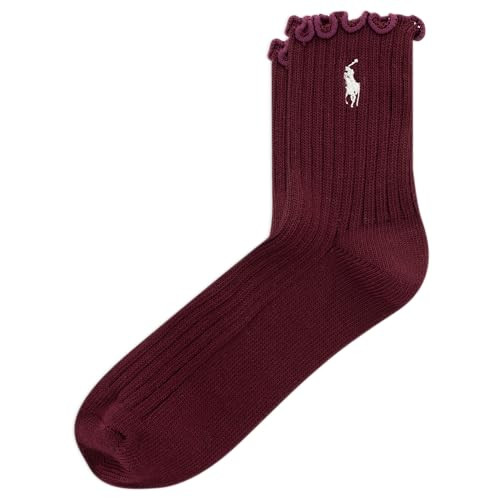 POLO RALPH LAUREN Women's Lettuce Edge Ankle Sock, Wine, 9-11 | Amazon (US)
