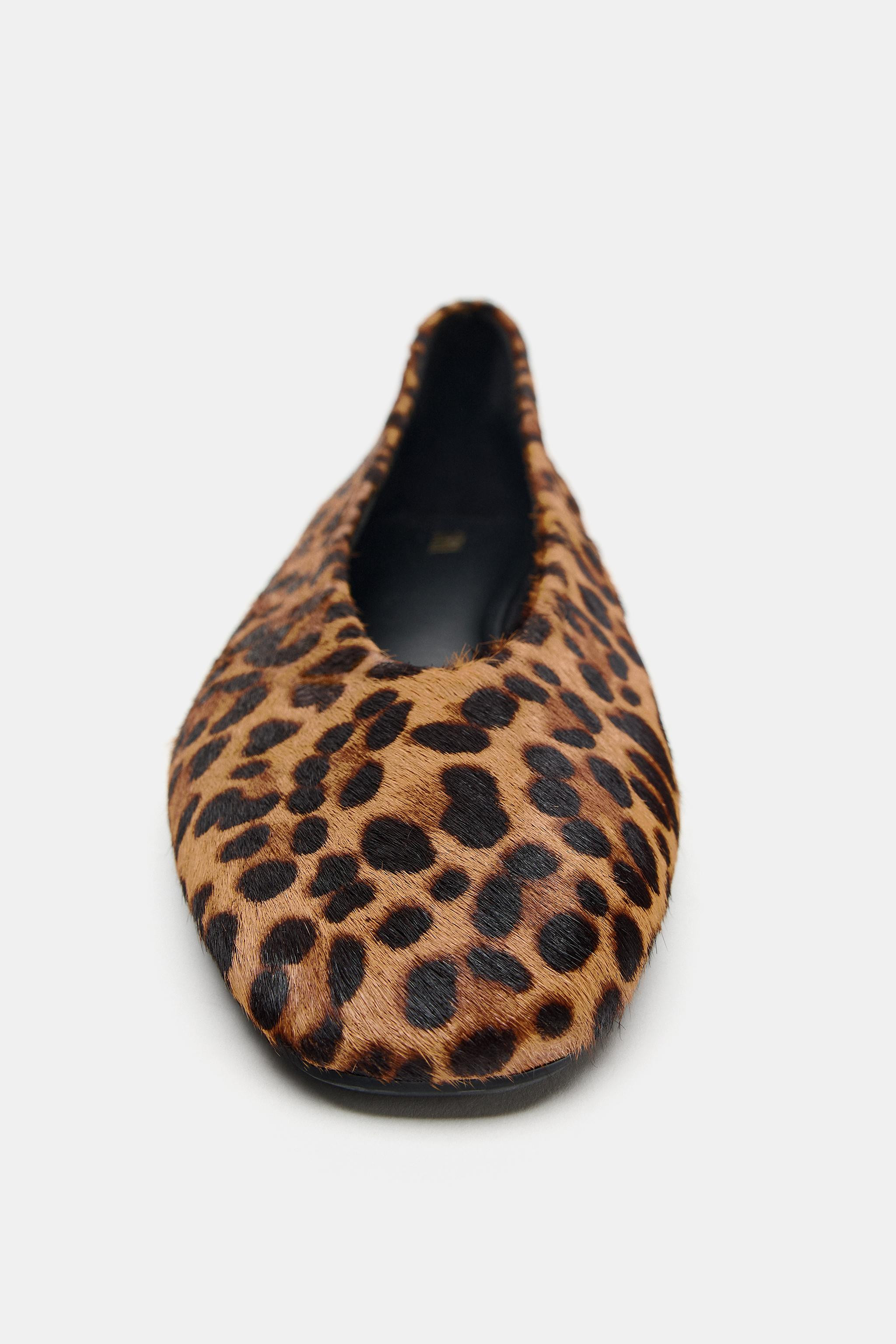 TEXTURED LEATHER PRINTED BALLET FLATS | Zara US
