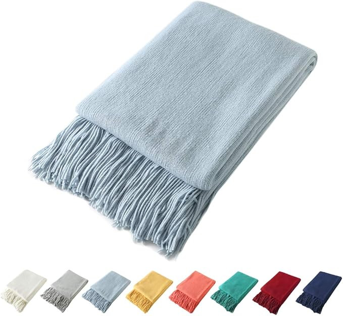 Homiest Decorative Knitted Throw Blanket with Fringe Soft & Cozy Tassel Blanket for Couch Sofa Be... | Amazon (US)