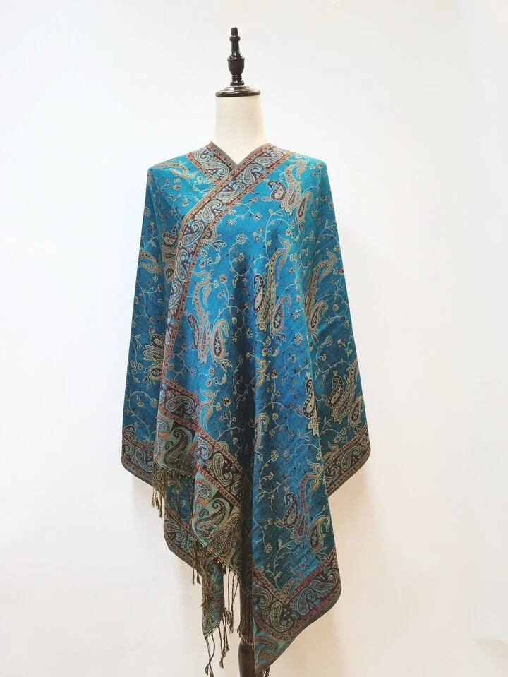 Frauen Mehrfarbiger Vintage Jacquard Cashew Böhmen Stil mit langer Quaste und winddichter Funkti... | SHEIN