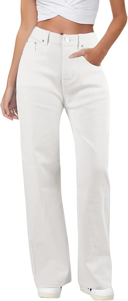 HDLTE Baggy Stretchy Jeans for Women High Waisted Trendy Wide Leg Jeans Boyfriend Denim Pants wit... | Amazon (US)