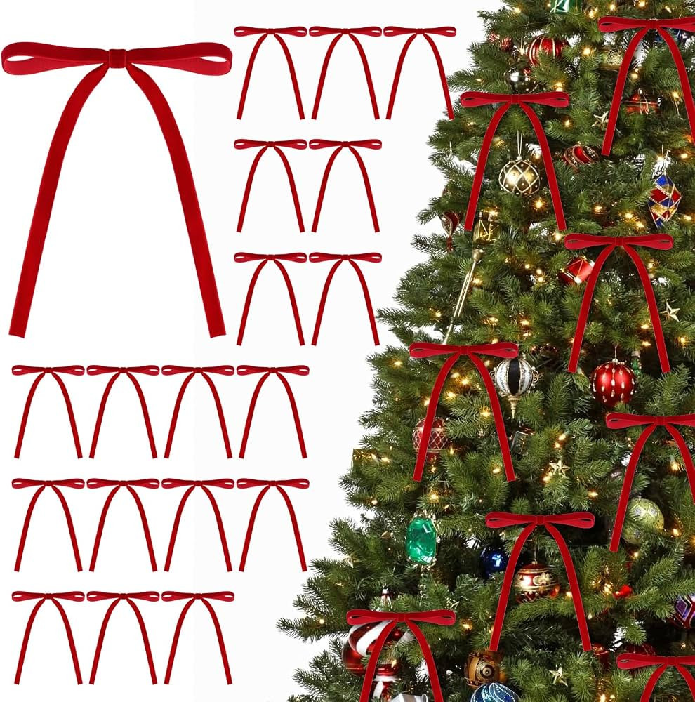 Pack of 30 Christmas Velvet Bows - 5x7 Inches, Vintage Style Velvet Ribbon Bows Perfect for Chris... | Amazon (CA)