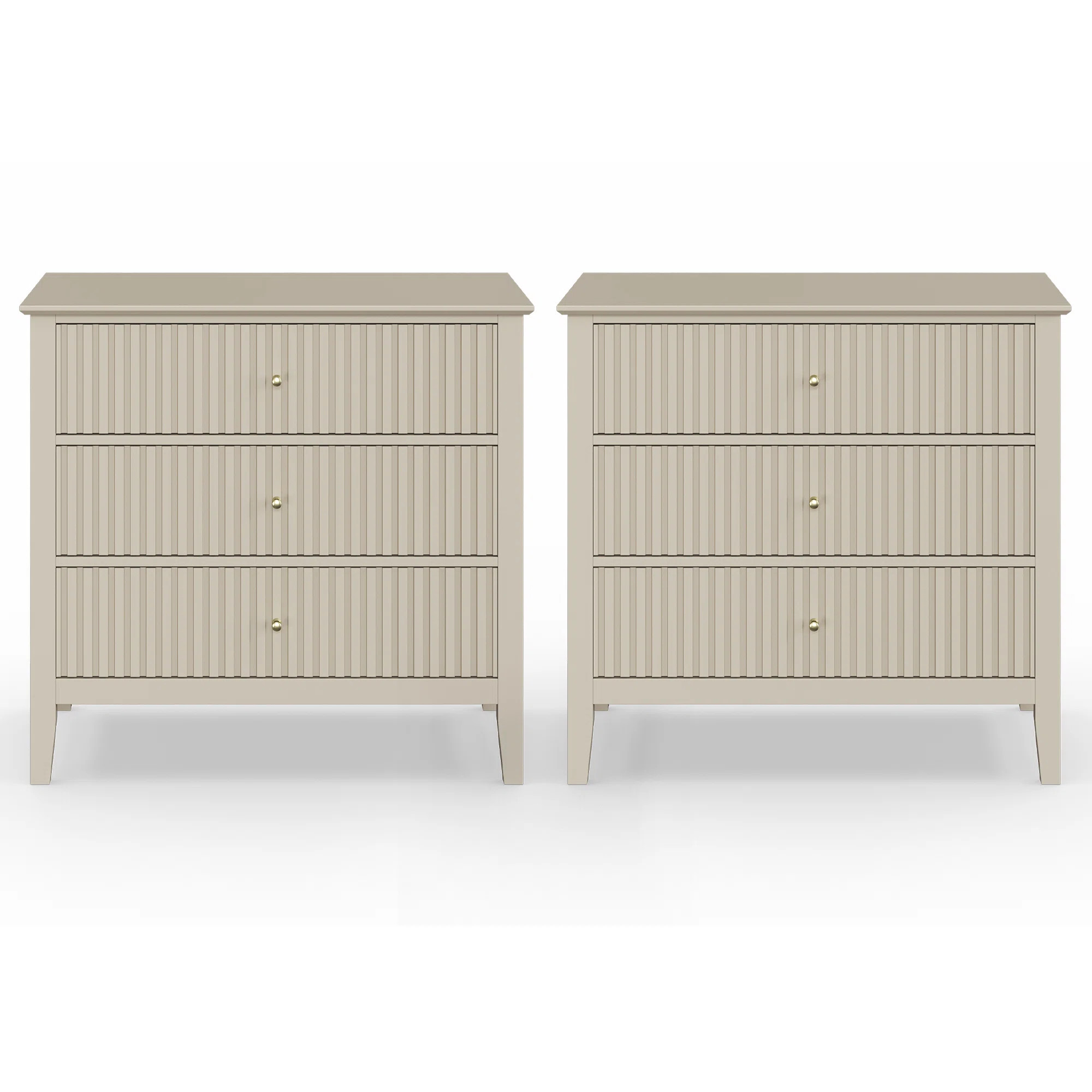 Amberrae 3 Drawer Dresser, Wide Chest Of Drawers,Set of 2 | Wayfair North America