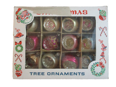 Vintage Box of 12 Fantasia Made in Poland Teardrop Indent Glitter Ornaments | eBay US