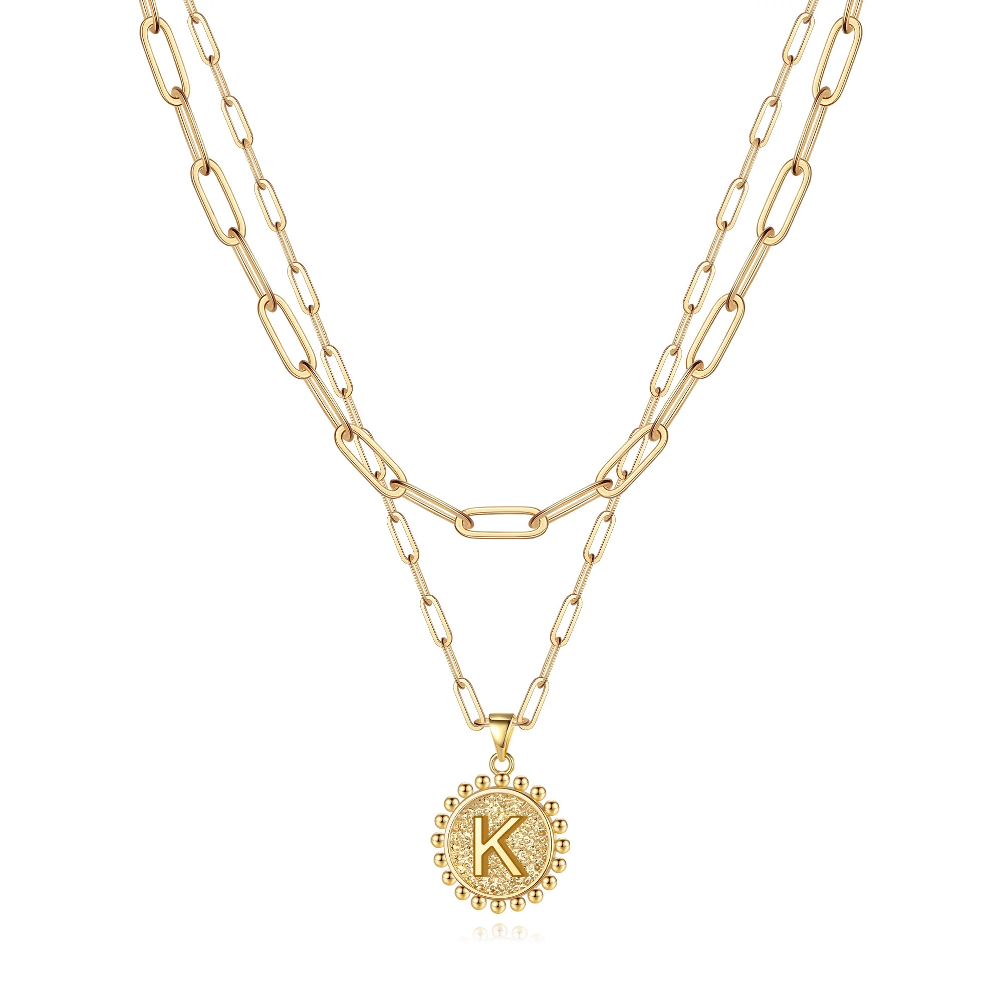 TINGN Gold Initial Necklaces for Women Girls 14K Gold Plated Dainty Layering Paperclip Link Chain... | Walmart (US)