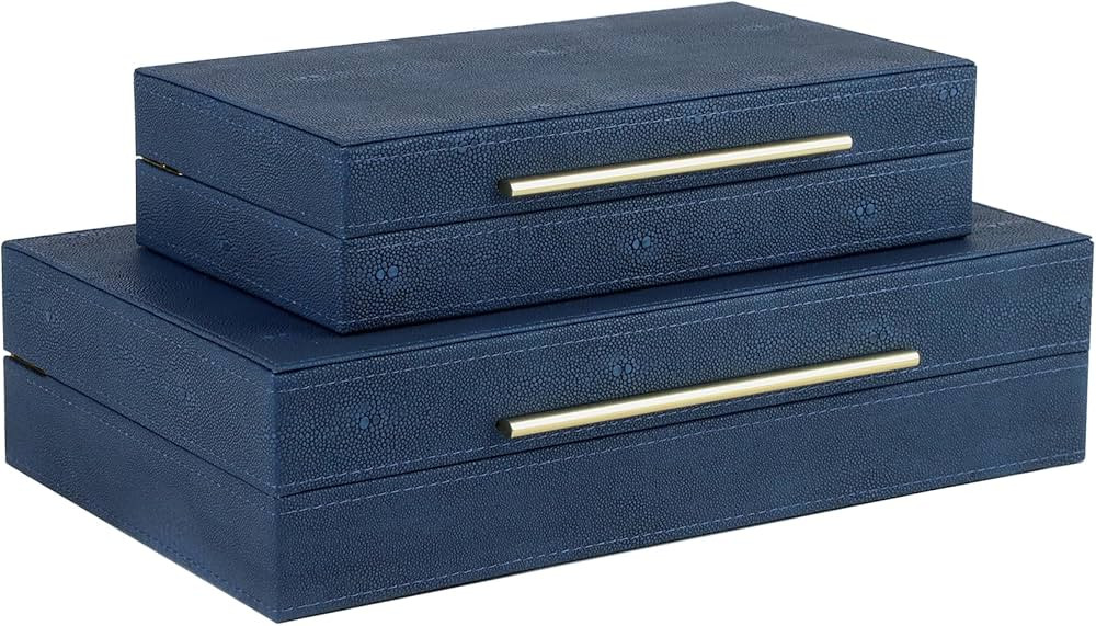 HofferRuffer Faux Leather Decorative Boxes Set of 2, Large Nesting Keepsake Box Accessory Organiz... | Amazon (US)