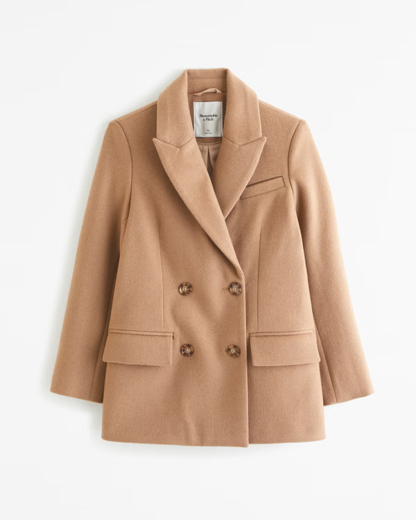 Women's Wool-Blend Double-Breasted Mid Coat | Women's Coats & Jackets | Abercrombie.com | Abercrombie & Fitch (US)