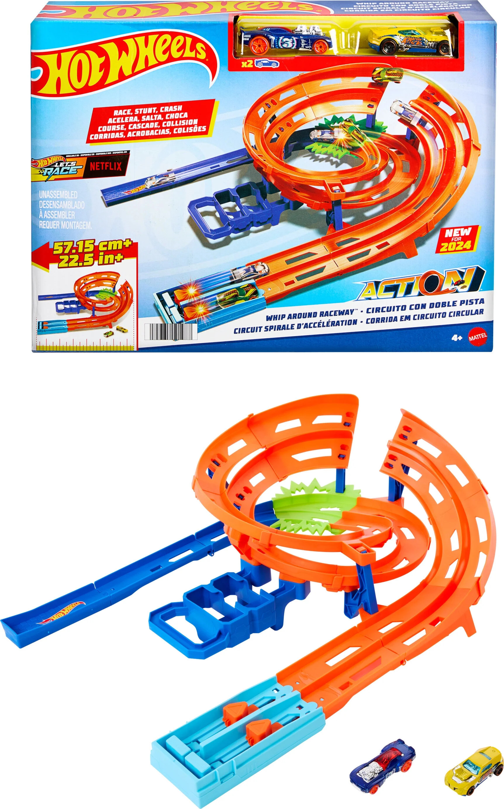 Hot Wheels Whip Around Raceway, 2 Toy Cars in 1:64 Scale, Storage, 23.61 in | Walmart (US)