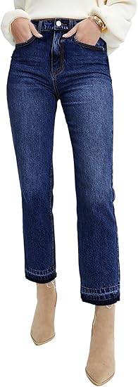 Astylish Womens High Waisted Straight Leg Ankle Jeans Casual Stretch Denim Pants | Amazon (US)