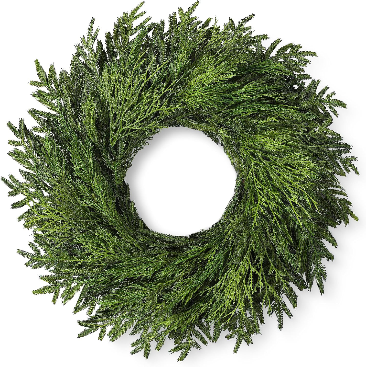 26" Large Cedar Norfolk Pine Wreath for Front Door, Faux Christmas Wreath | Amazon (US)