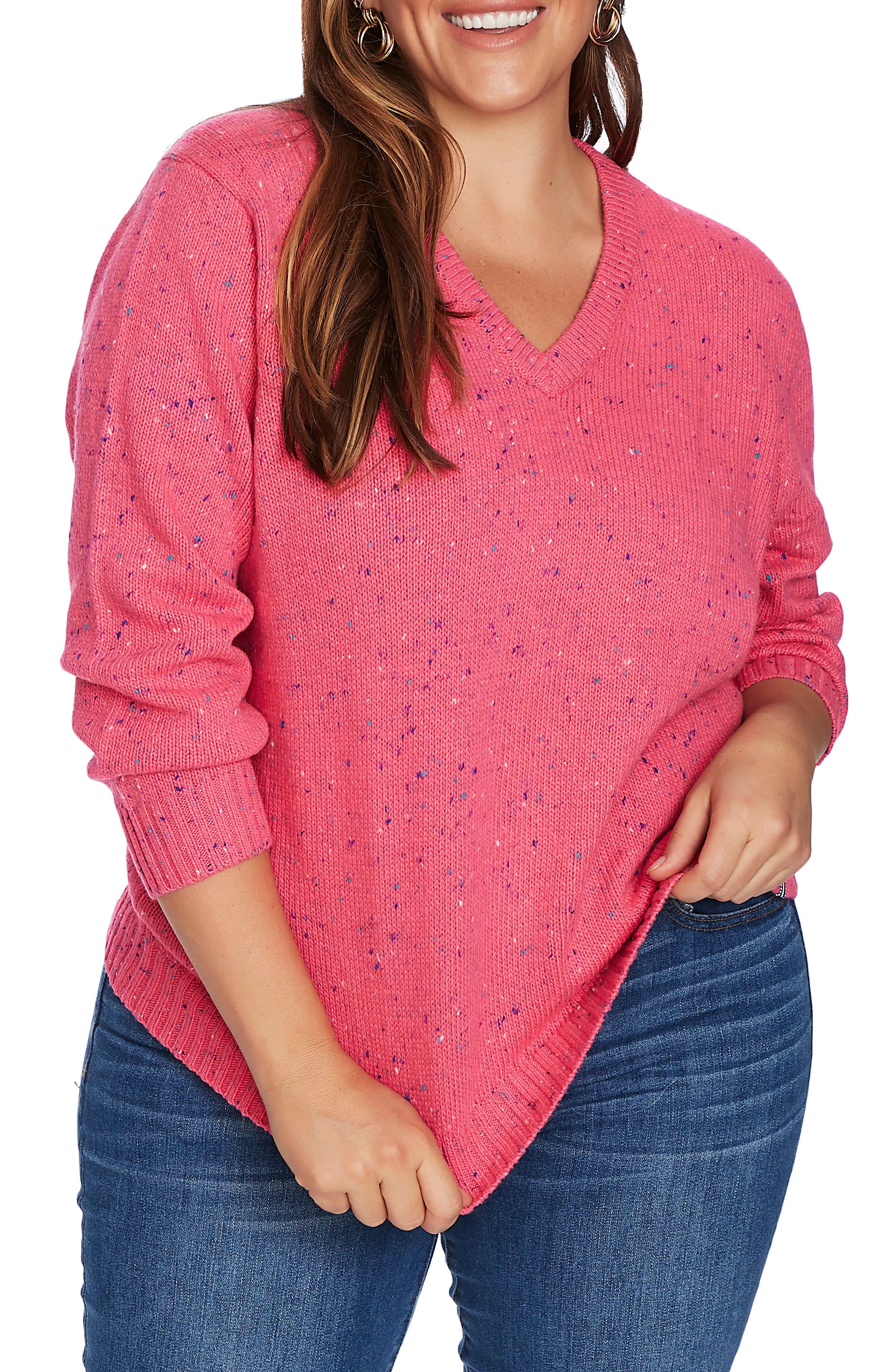 A versatile V-neck sweater is done in a nep knit style to add tiny pops of color to the staple, s... | Nordstrom