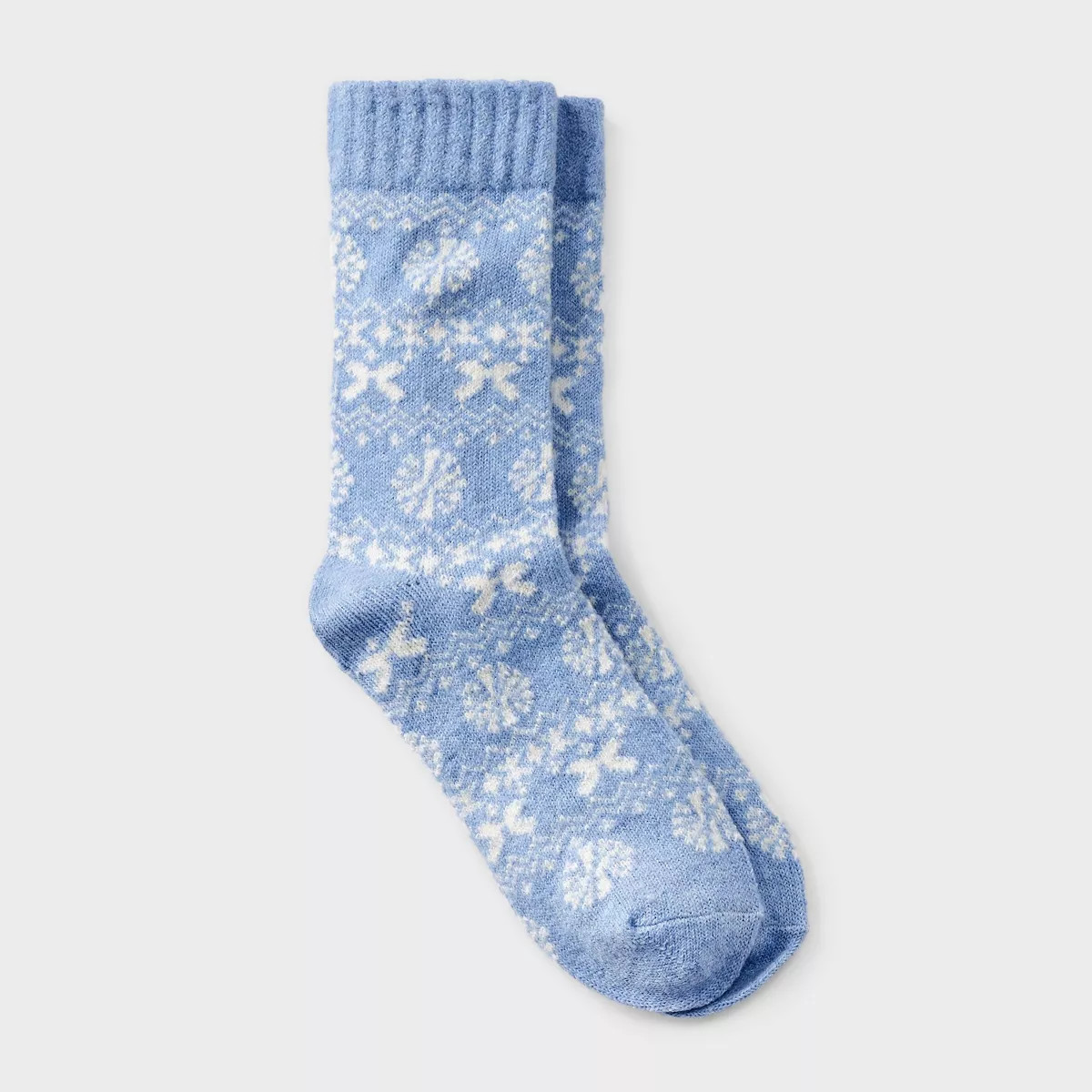 Women's Cozy Knit Fair Isle Bow Crew Socks - A New Day™ Blue 4-10 | Target