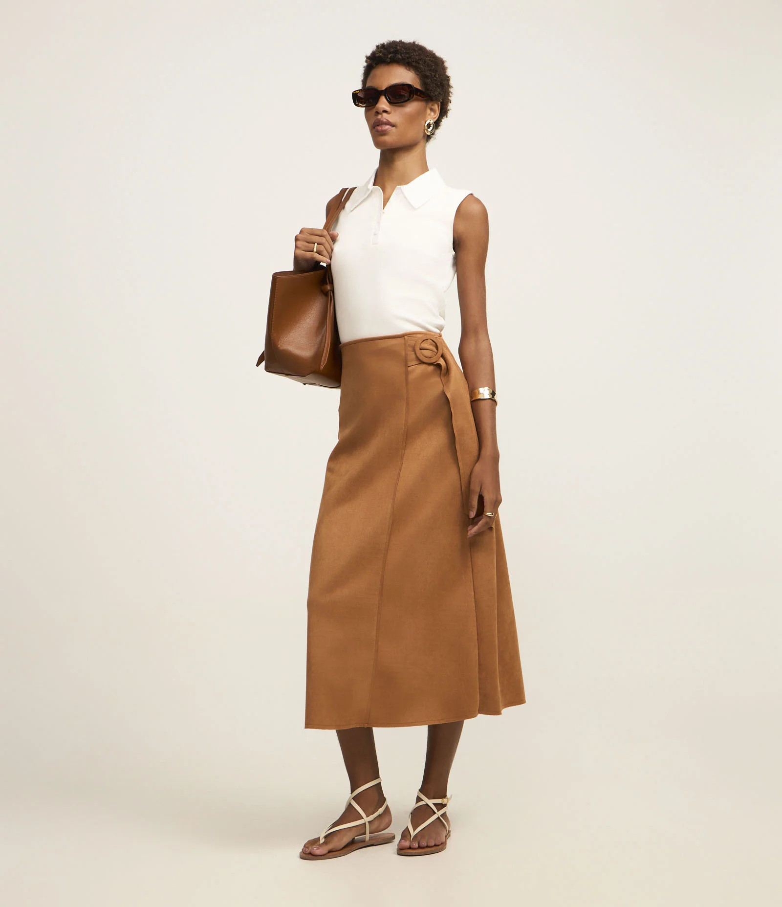 Saia Midi em Malha Suede com Detalhe Fivela Lateral Verde Oliva - Lojas Renner | Renner (BR)