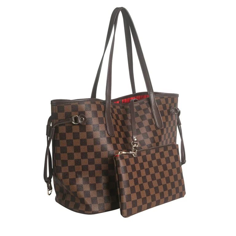 Fashion Womens Checkered Tote Shoulder Bag With Inner Pouch, PVC Leather Checkered Cossbody Bag, ... | Walmart (US)